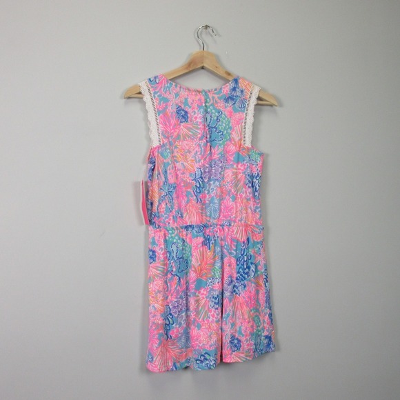 Lilly Pulitzer Girls Mini Agee Romper Dress XL Pink Cotton Sleeveless Beach 176 - Picture 2 of 12